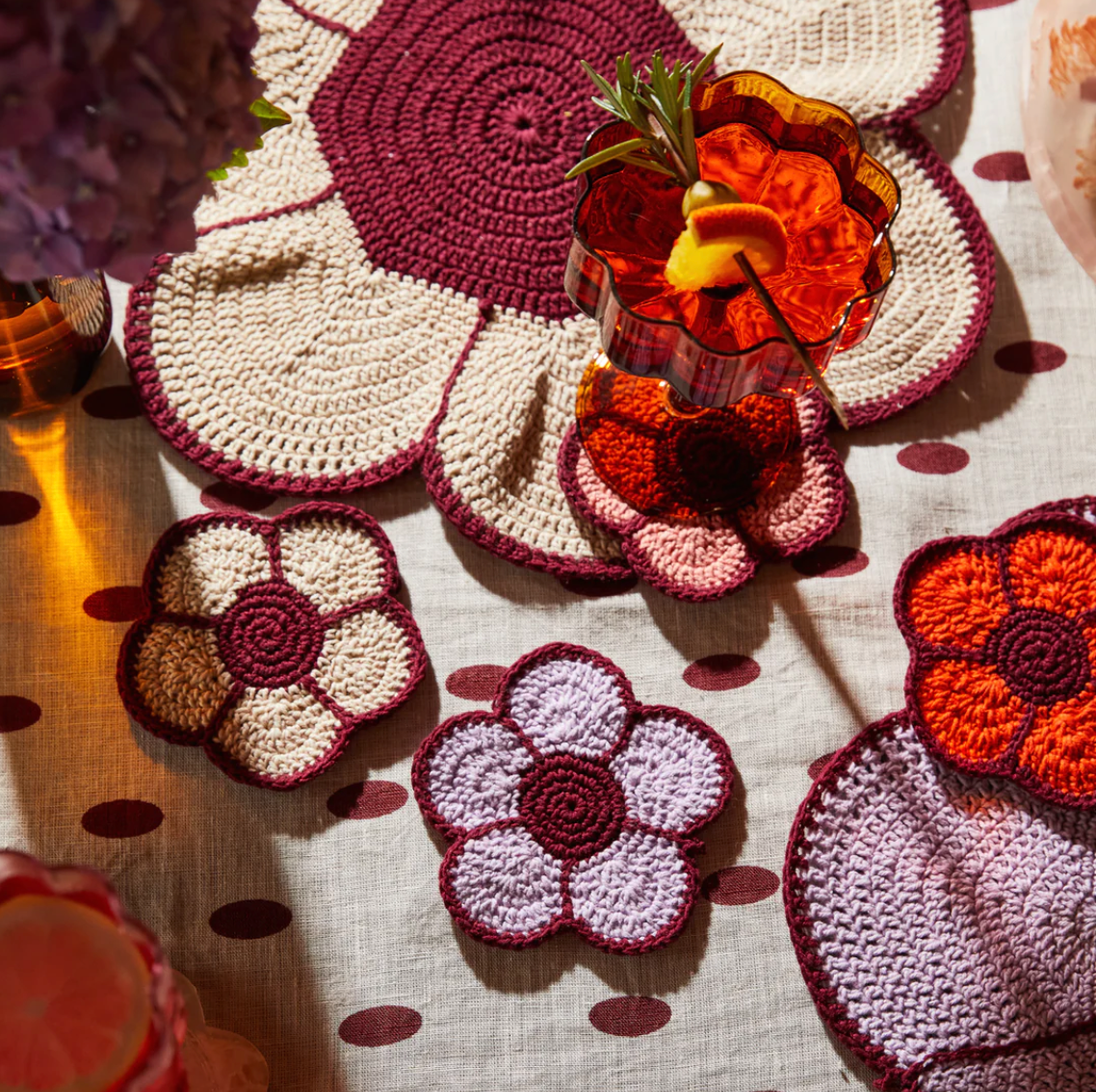 Bettina Crochet Coasters - Cherry - Lilly cooper
